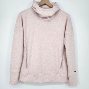 Calia Womens Funnel Neck Hoodie Size S Pink Heather Cozy Soft Pockets Athleisure